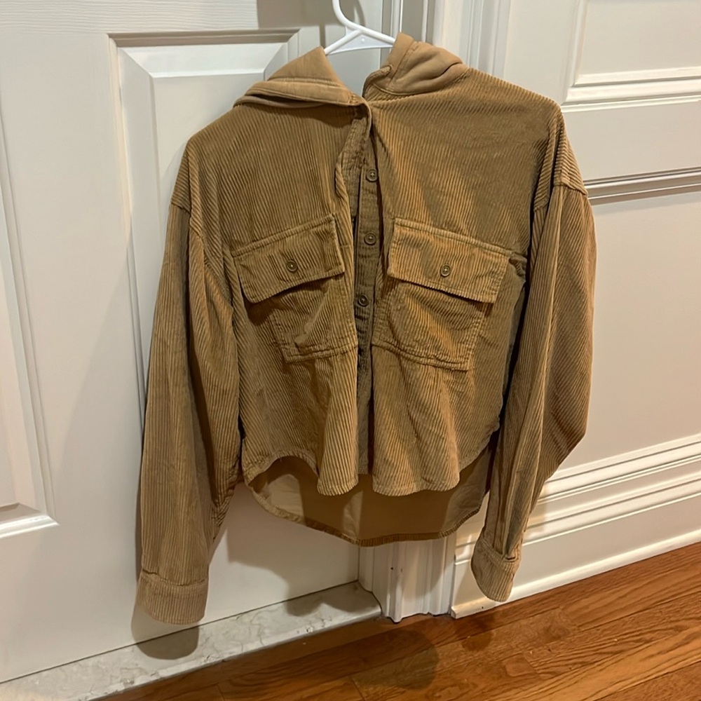 American Eagle button up jacket, tan, size large